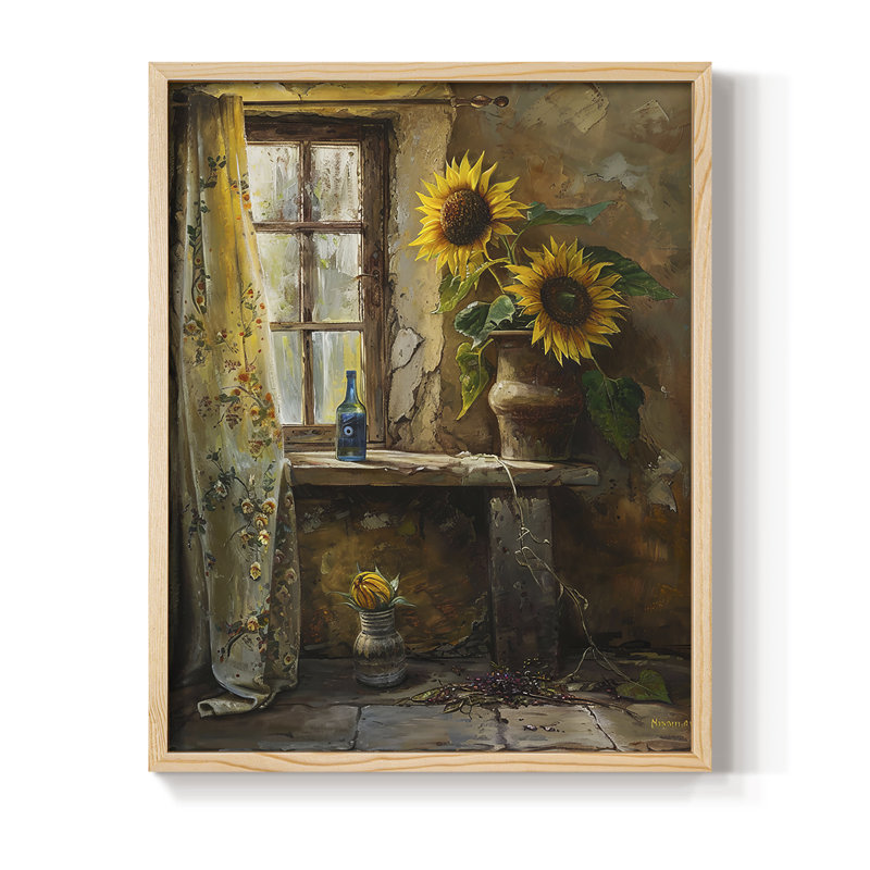Reproduction encadrée FLORAL Series DVIII - bois massif, H 15 po x l 12 po
