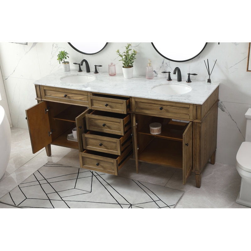 Ensemble de meuble-lavabo double 72 "Rivers, Bois flottant
