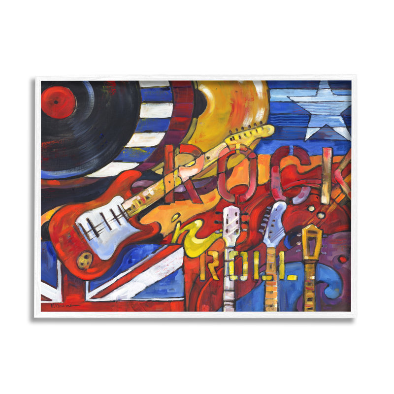 Rock'n Roll Music Tribute par Paul Brent - Impression sur bois, Giclée encadrée noir minuit, H 11 po x l 14 po x P 1,5 po