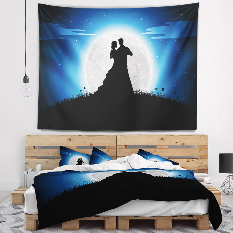 Tapisserie de couple romantique pour la nuit, H 32 po x l 39 po