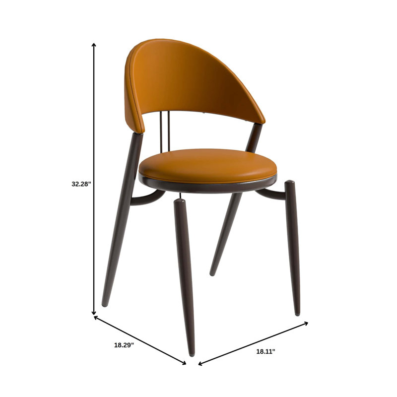 Chaise de salle à manger moderne en cuir, chaise d'appoint confortable à dossier ouvert avec pieds en métal élégants, Simple
