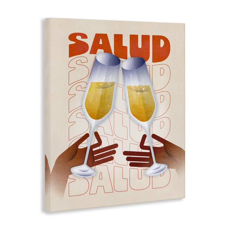 Salud Cheers Champagne Canvas Wall Art by Victoria Barnes, 20" H x 16" W