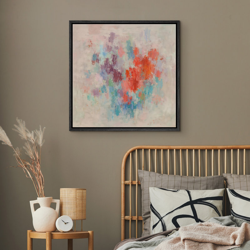 Framed Canvas Wall Art Abstract Print for Living Room Decor, 24.8" H x 24.8" W, Framed Print without Mat, Black