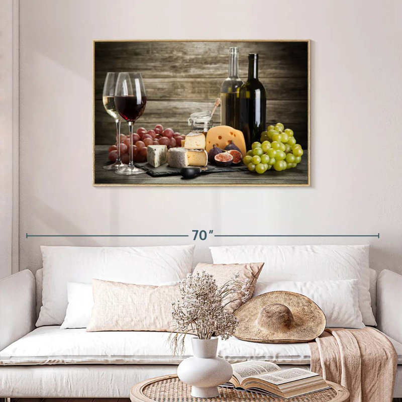 Accords mets et vins, Cadre flottant en bois naturel, 43 po x 29 po