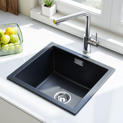 Belfry Kitchen Tabris 400mm W Single Bowl Quartz Stone Kitchen Sink with 1 Faucet Hole