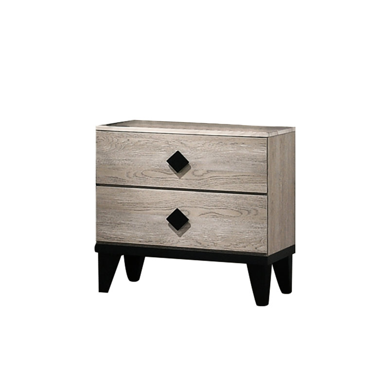 Table de chevet 2 tiroirs en crème pour l'organisation et l'efficacité de la chambre à coucher avec 2 tiroirs plats