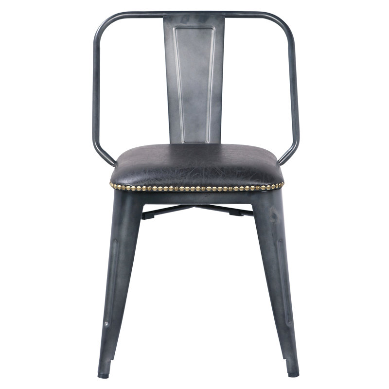 Chaise d'appoint en métal Senac KD PU, noir rétro