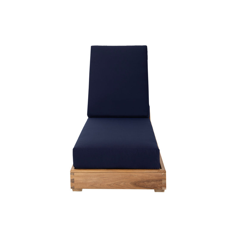 Chaise longue d'extérieur en teck Starlita, Bleu marine