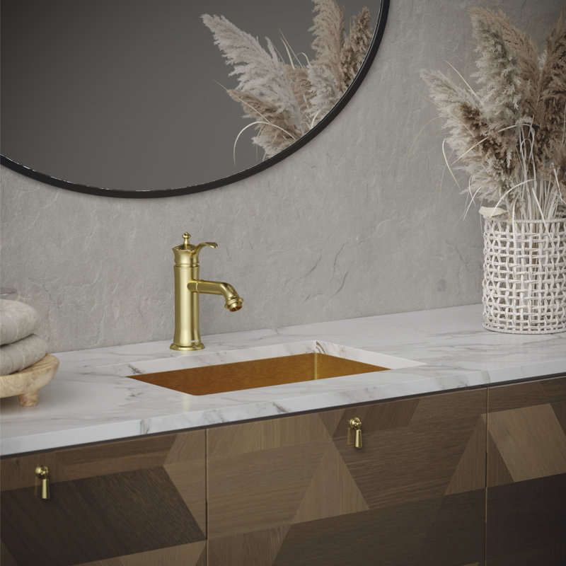 Single-handle Bathroom Faucet with Drain Assembly, Brushed Gold