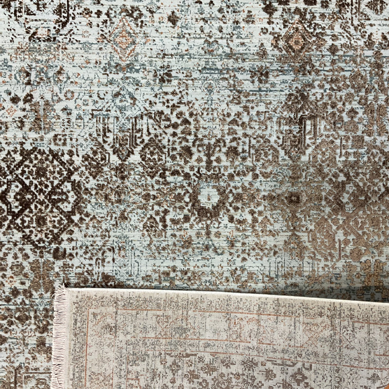 Bungalow Rose Turkish Modern Erased Design Wool & Silk Rug