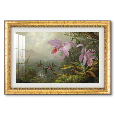 Two Sun Angel Hummingbirds on a Branch, c. 1890-1904-Martin Johnson Heade-Custom Framed Print