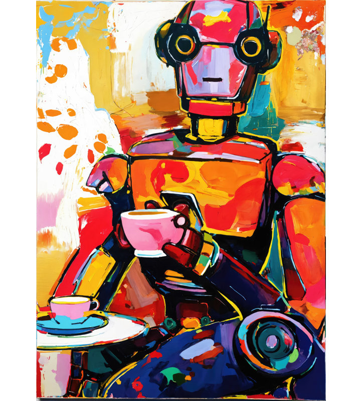 «Robot Giclee» sur toile tendue avec châssis, H 24 po x l 20 po