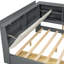 Lit plateforme double en bois gris avec tête de lit, tablettes, 2 tiroirs et fonction rotative de haute qualité pour utilisation multimédia-1660379999