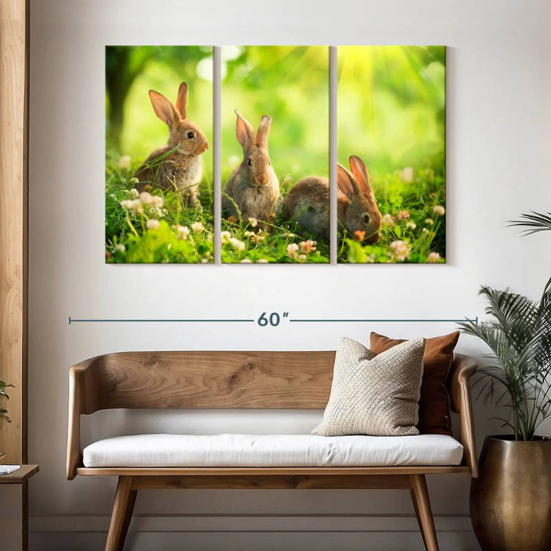 Brampt Rabbits By The Meadow, H 32 po x l 50 po
