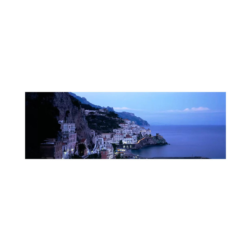High-Angle View Of Amalfi, Amalfi Coast, Salerno, Campania, Italy - Wrapped Canvas Panoramic Print