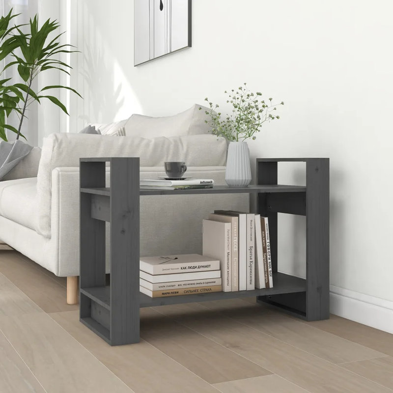 Irek Book Cabinet/Room Divider Solid Wood, Grey, 56.5cm H x 80cm W x 35cm D