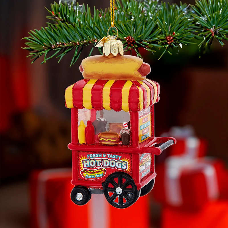 Kurt Adler Noble Gems Glass Christmas Ornament, Hot Dog Cart