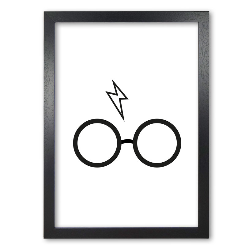 Harry Potter Glasses And Scar - Painting, 85 cm H x 60 cm W x 5 cm D, Black Grain Frame