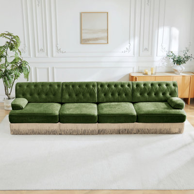 Tufted Sofa with Tassel Skirt, and Modular Design
