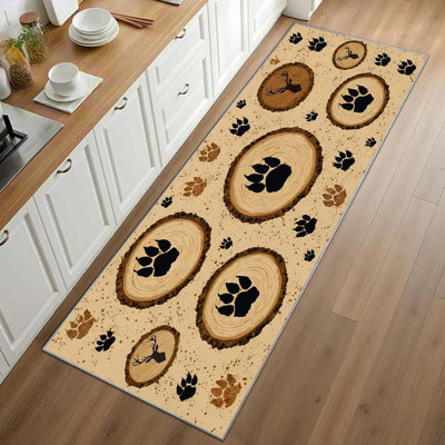 18x60 inch Bear Paw Print Rug Runner, Vintage Farmhouse Rugs, Soft Washable Kitchen Mats For Floor - Retro Country Farmhouse Home Decor