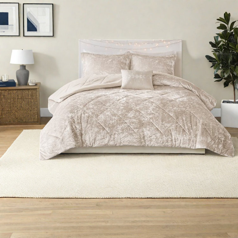 Ensemble de literie en velours luxueux, édredon et oreiller en polyester, style maison