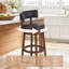 Tabouret de bar pivotant rembourré de 76 cm (30 po), tabouret d'îlot de cuisine pivotant à 360° avec siège et dossier rembourrés, structure en bois massif, repose-pieds et garniture cloutée.-936388590-957258354-958391965