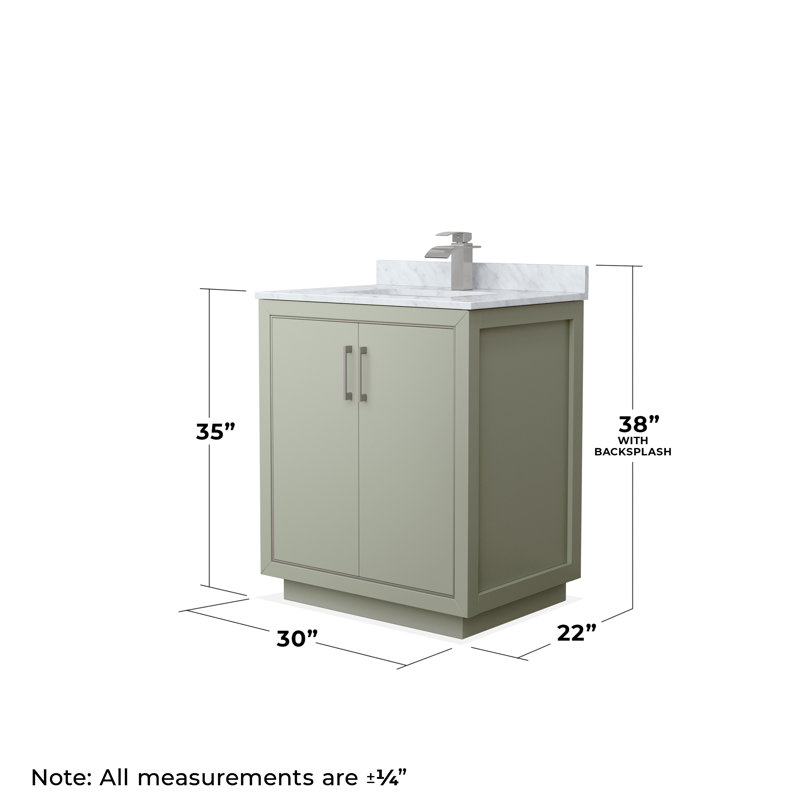 Icon 30 in. Single Vanity, Dark Blue, Brushed Nickel, White Carrara