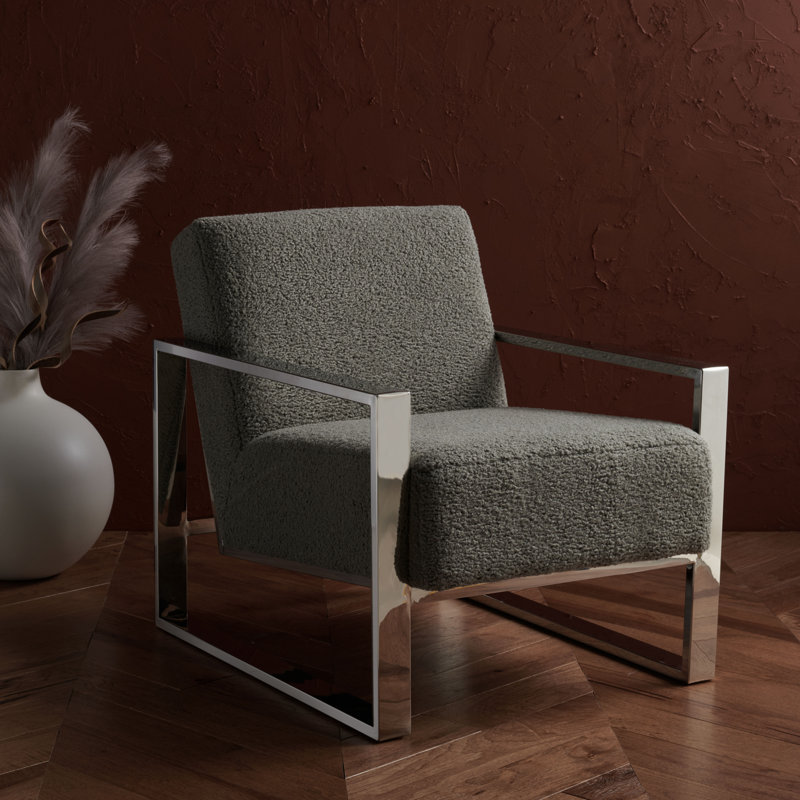 Fauteuil d'appoint Ramos, Fausse laine d'agneau grise
