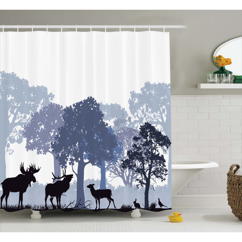 Rideau de douche simple orignal forest design abstract wild north american Archuleta, H 84 po x l 69 po