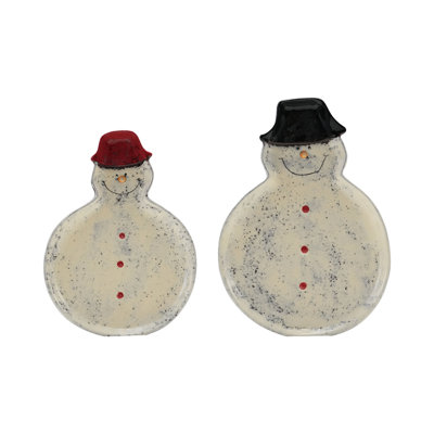 Hand-Painted Ceramic Snowmen Shaped Plates