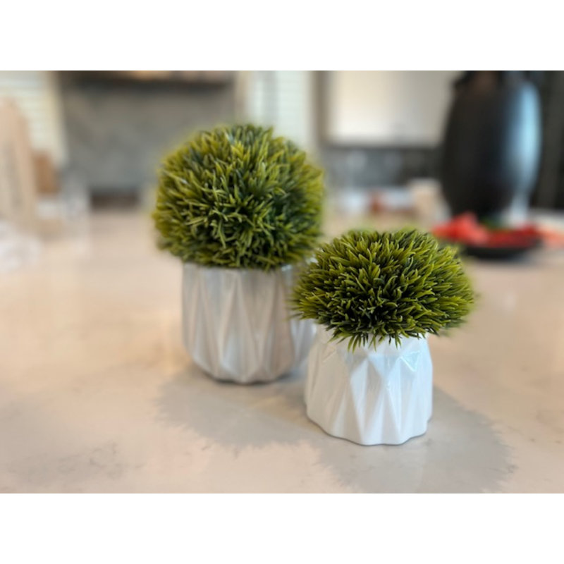 9'' Faux Grass in Ceramic Pot