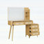 Coiffeuse 47 po avec miroir, lumières, 5 tiroirs et tablette de rangement rétro, design rotin, luminosité réglable, naturel-133475640