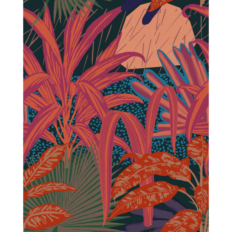 Cubana Floral Wallpaper Roll, Red/Green/Blue