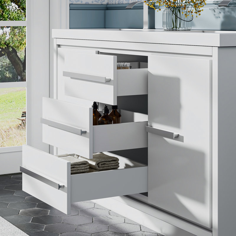 60'' Single Bathroom Vanity With Cultured Top, Pre-Assembled Bathroom Cabinet