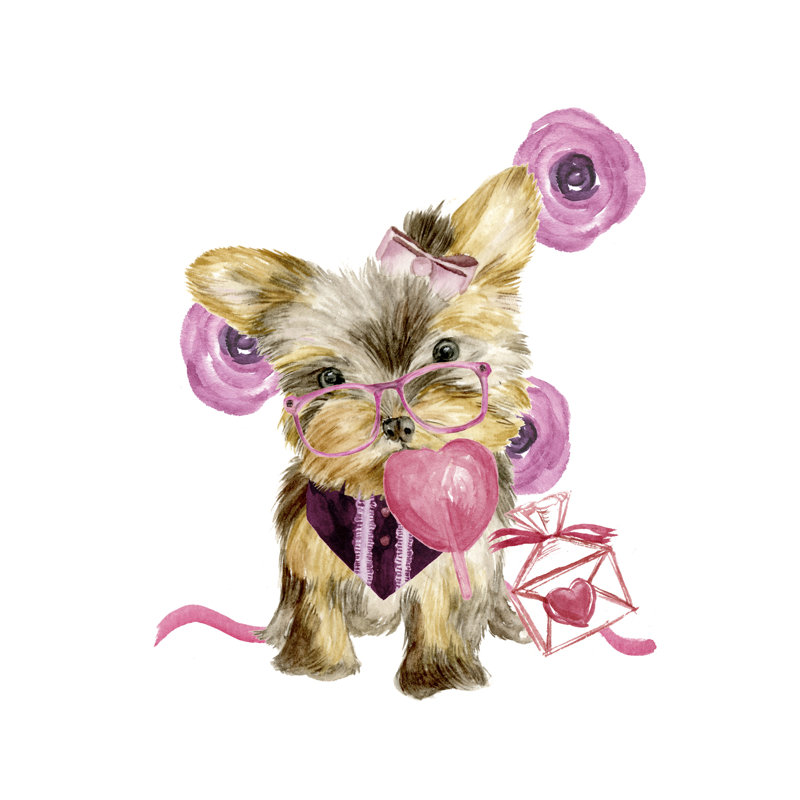 Valentine Puppy VI by Melissa Wang - Wrapped Canvas Painting, 51cm H x 51cm W