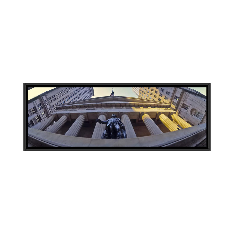 « new york, bourse, new york city », reproduction de photo sur toile, H 16 po x l 48 po x P 1,5 po, Cadre noir