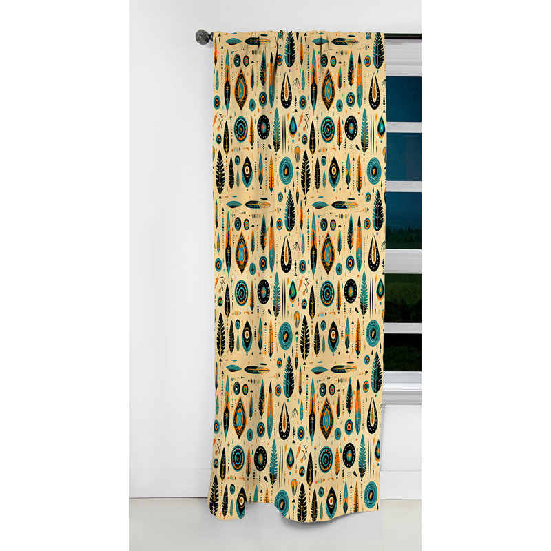 Nomadic Treasures Boho Motif II - Rideau abstrait - Rideau occultant géométrique - 1 panneaux, L 52 po x L 120 po