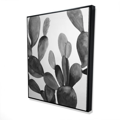 Grayscale Cactus Print On Canvas