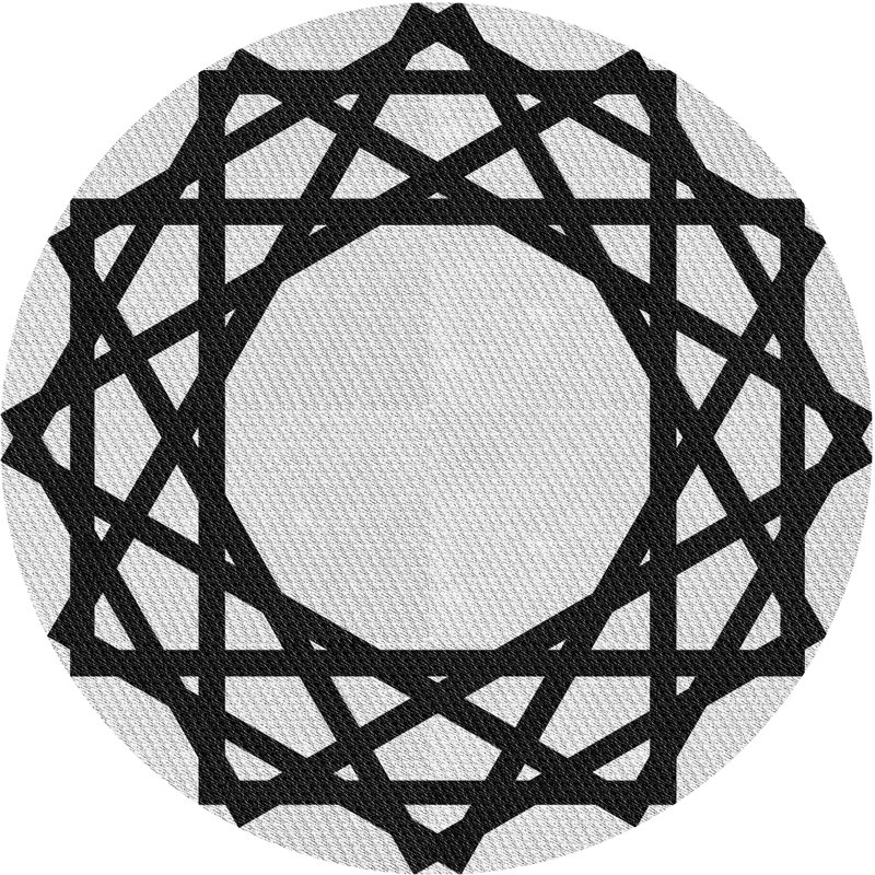 Tapis noir / blanc cassé Power Loom, Rond 6 pi