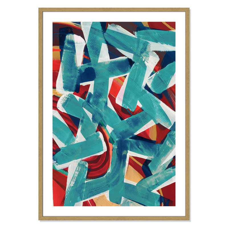 «P pièces of Blue» par Cartissi - impression encadrée, Grain de bois naturel, H 41,5 po x l 29,5 po x P 0,75 po