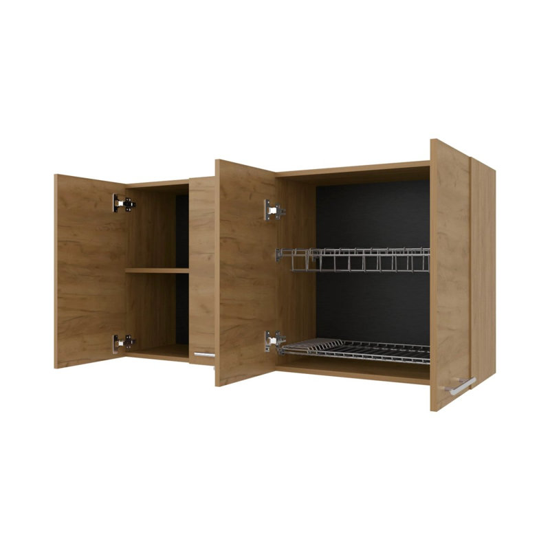 Natural Oak Wall Cabinet Kitchen In Melamine With 4-Door