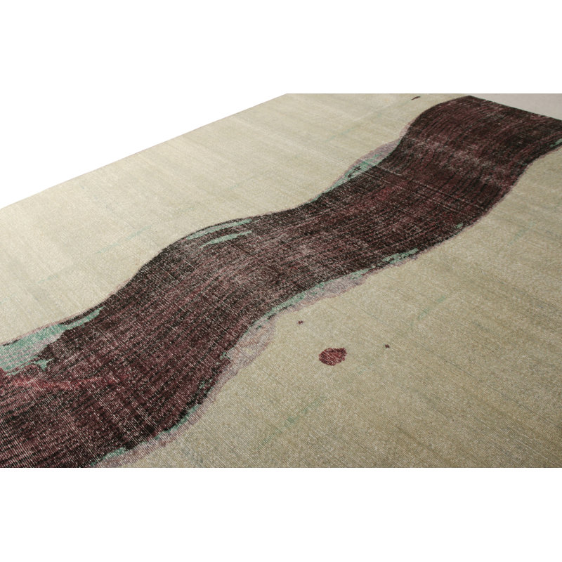 Distressed Homage Hand Knotted Wool Striped Area Rug, Rectangle 12' x 16'