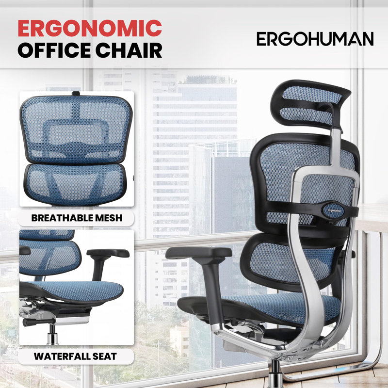 Chenille Office Chair, Blue