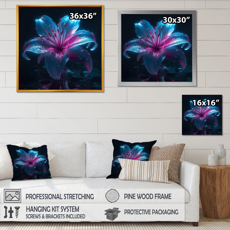 «Blue Lily Dreams I» sur toile, H 16 po x l 16 po x P 1 po, Toile tendue