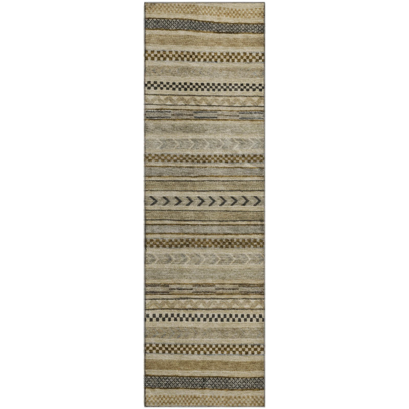 Premium Machine Washable Brennon AMF1625 Stripes Rug, Runner 2'3" x 7'6"