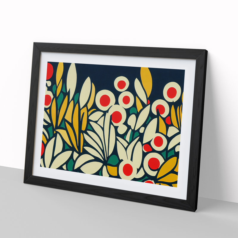 Flower Market Abstract - Single Picture Frame Print, Black, 46cm H x 64cm W x 2cm D