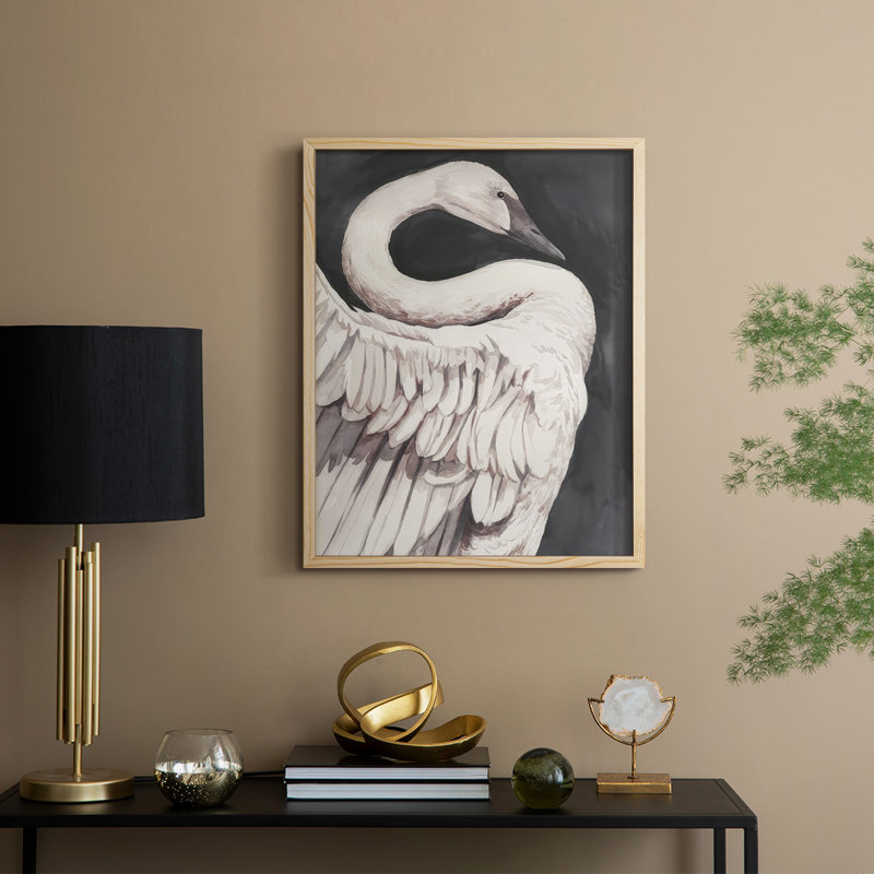 Swan Dance I, reproduction encadrée - bois massif, Naturel, H 11 po x l 9 po