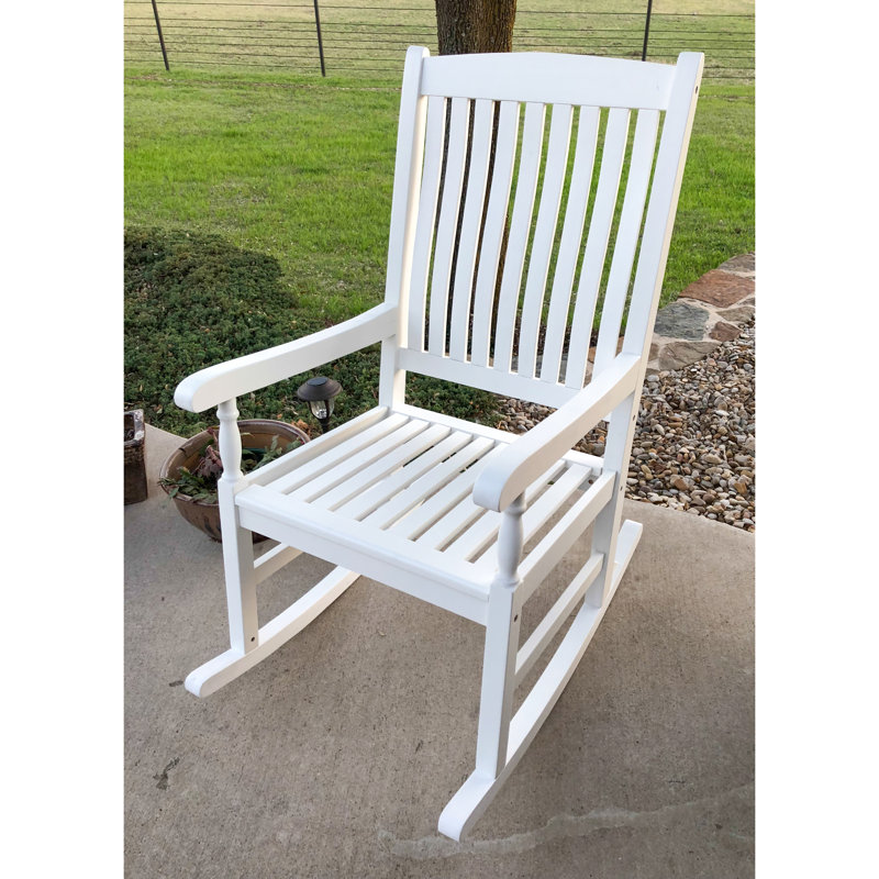 Chaise berçante pour l'extérieur en bois massif Ponce, Blanc