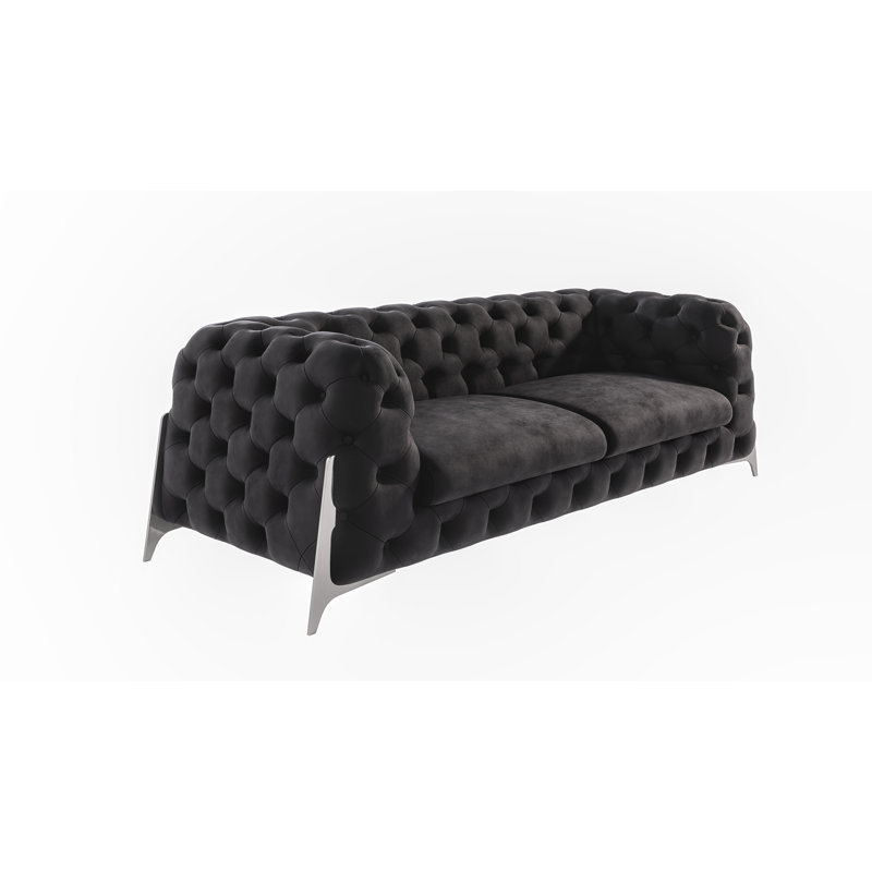Juneri 3 Seater Velvet Sofa, Black