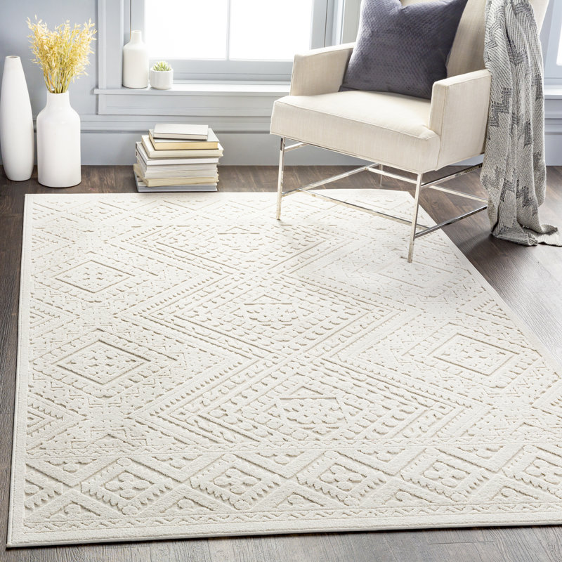 Emert Oriental Cream Indoor/Outdoor Area Rug, Rectangle 7'10" x 10'